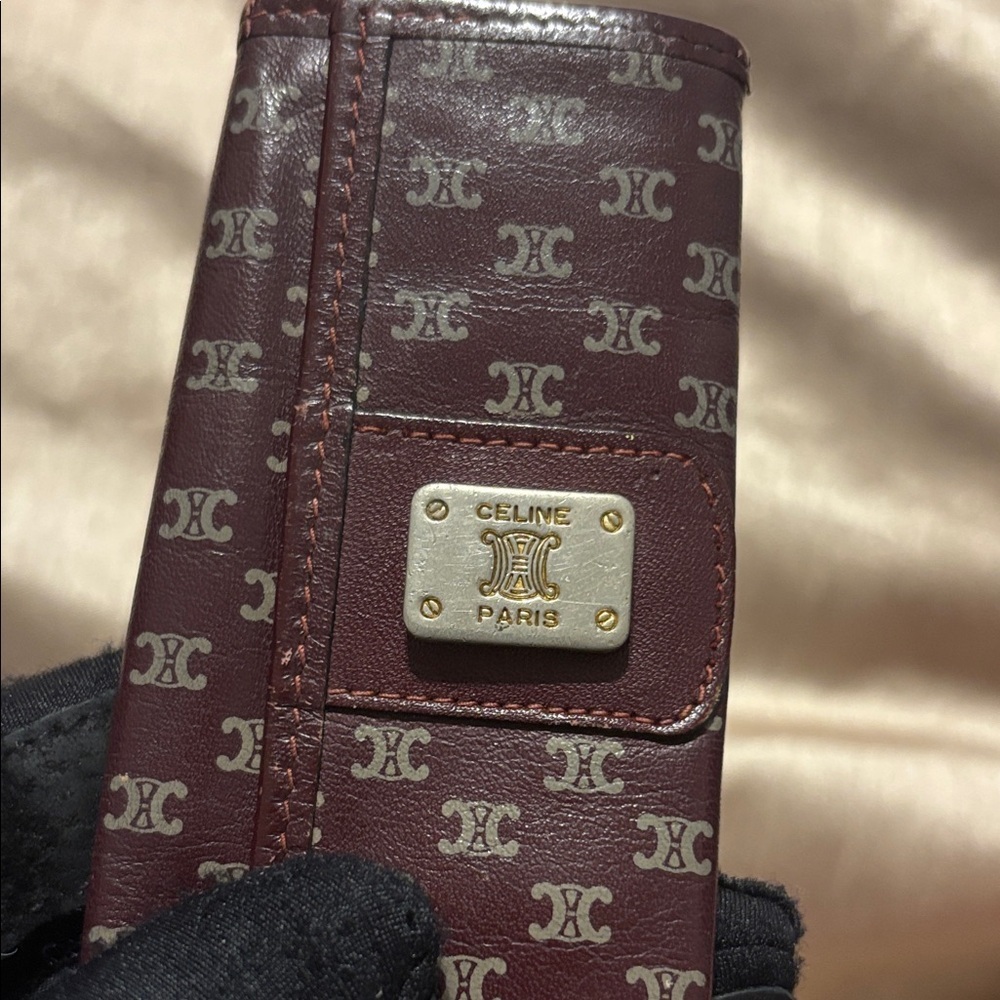 Celine Burgundy and Gray Monogram Key Wallet - Picture 3 of 7